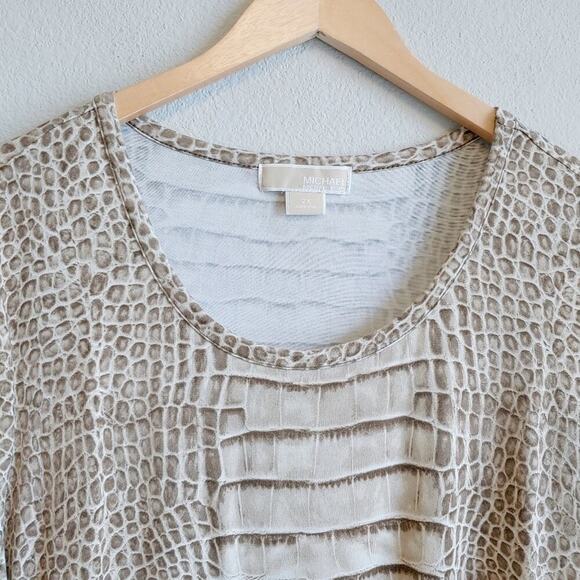 Michael Michael Kors Short Sleeves T-shirt Reptile Print Sz 2X - Picture 3 of 8